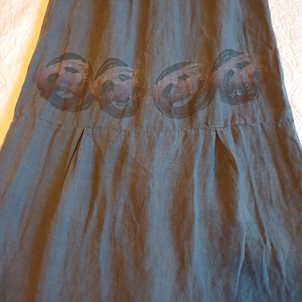Rare BLUE FISH Vintage Hemp Art Gray Skirt Y2K Circle Paint - Picture 2 of 7